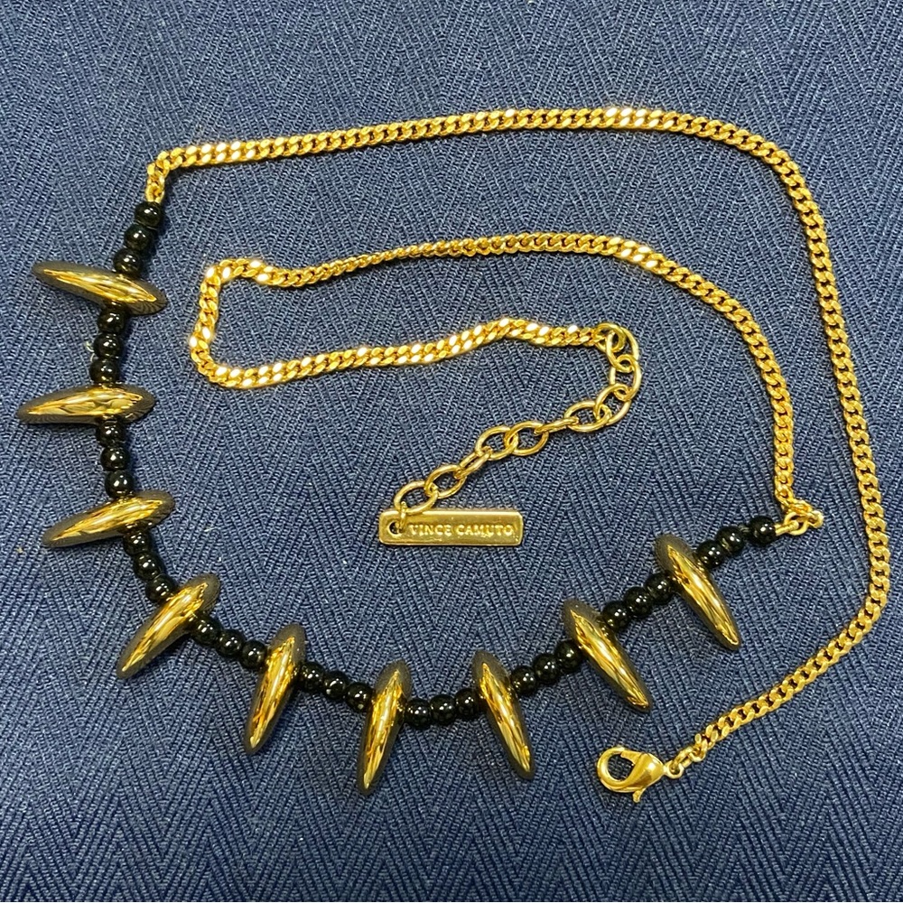 Vince Camuto Gold with Black Beads Necklace